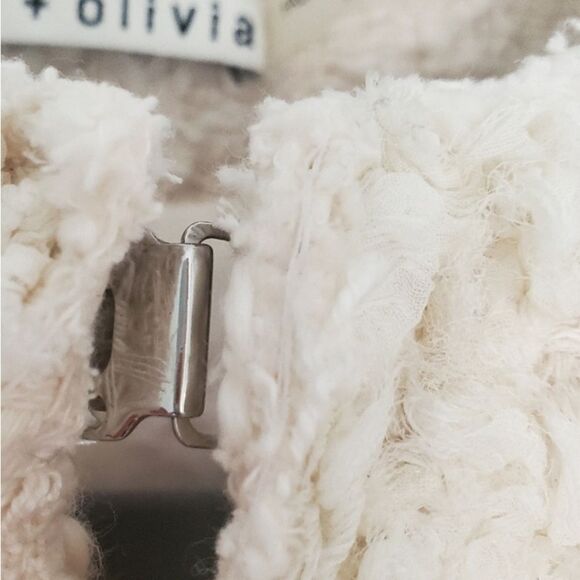 Alice + Olivia Nilla Cream Embellished Tweed Fringe Beaded Trim Boxy Cut Jacket - Picture 11 of 14